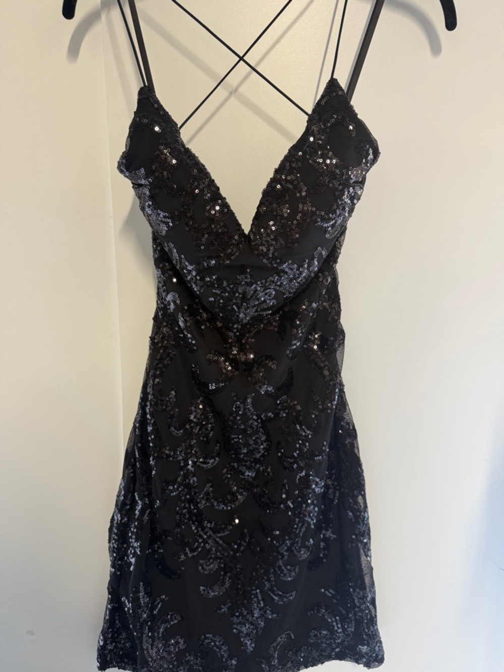 Windsor size small Black Sequin Spaghetti-Strap Mini Dress